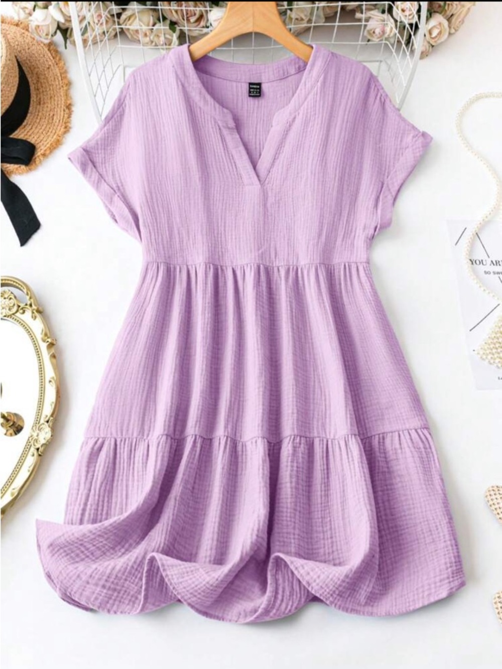 Shein Lilac V-neck Dress
